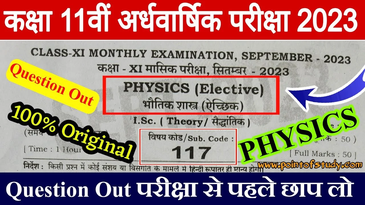 Class 11th Physics Monthly exam 2023 question paper